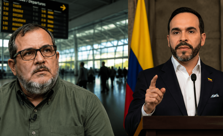 Timochenko y Abelardo De La Espriella en una imagen representativa sobre el debate político generado por el eventual regreso del exjefe de las Farc a Colombia.