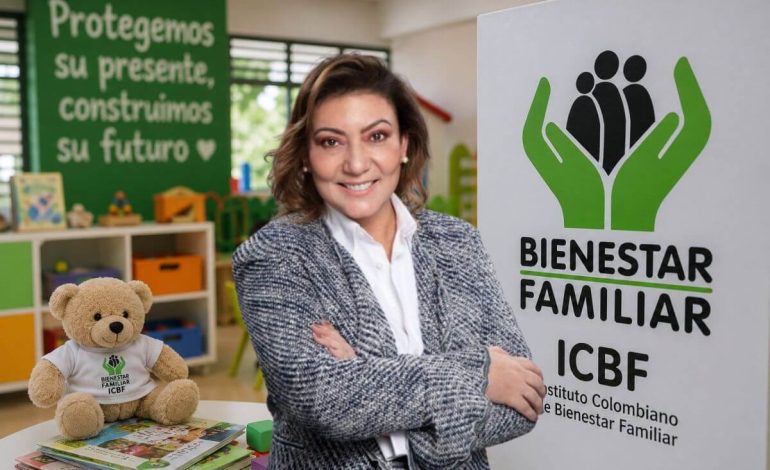 María carolina restrepo y elementos institucionales del ICBF que representan la protección de la infancia y el inicio de una nueva dirección en la entidad