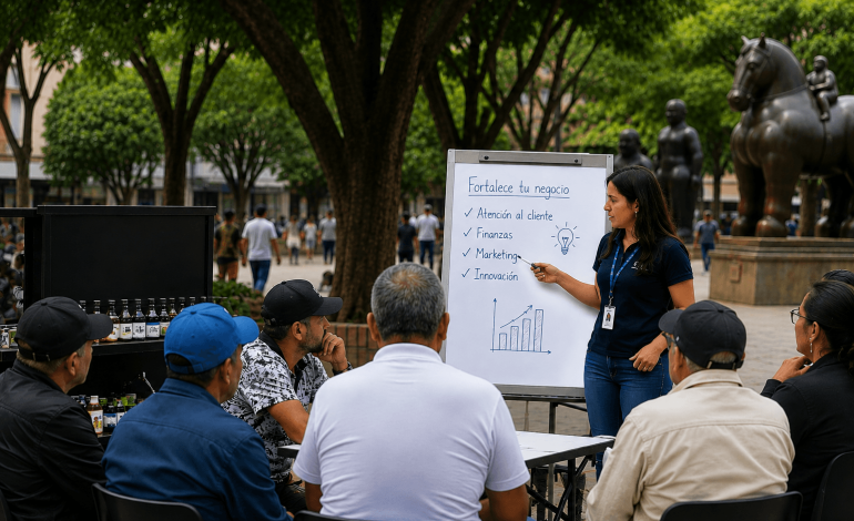 Medellín impulsa la economía popular con capacitación para tinteros de Plaza Botero