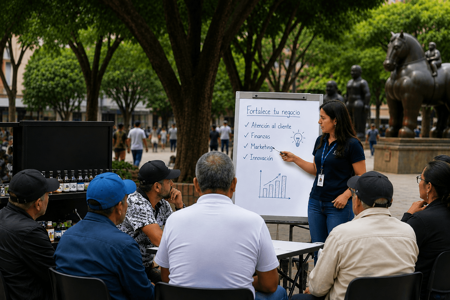 Medellín impulsa la economía popular con capacitación para tinteros de Plaza Botero