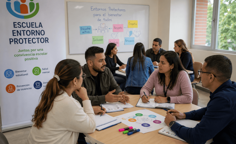 Equipo interdisciplinario participa en una capacitación sobre convivencia escolar en Medellín.