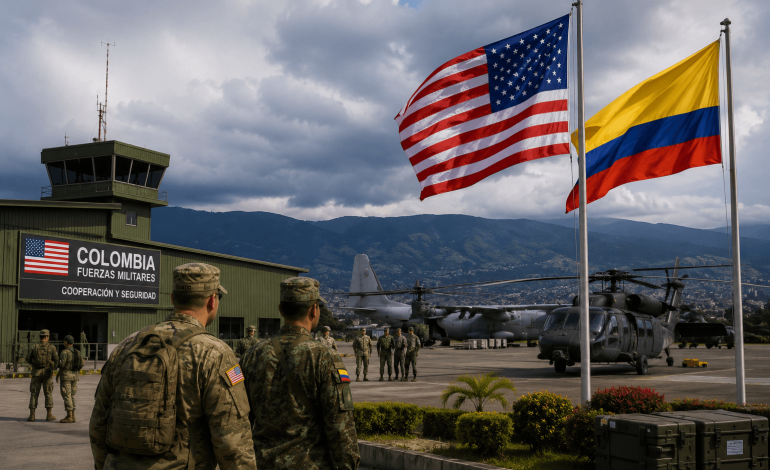 Militares colombianos y estadounidenses durante un ejercicio de cooperación en defensa.