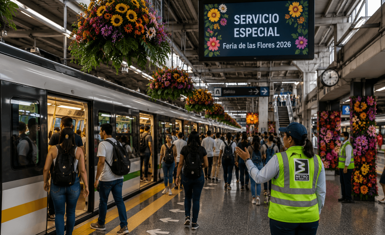 Metro de Medellín con alta afluencia de pasajeros durante la Feria de las Flores 2026