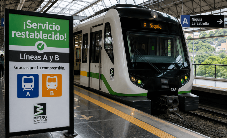 Metro de Medellín restablece líneas A y B tras el sismo