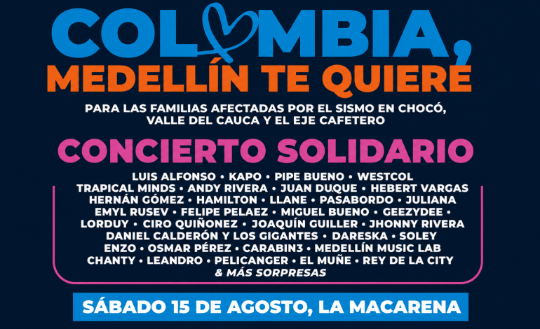 Concierto en Medellín para ayudar a damnificados del terremoto