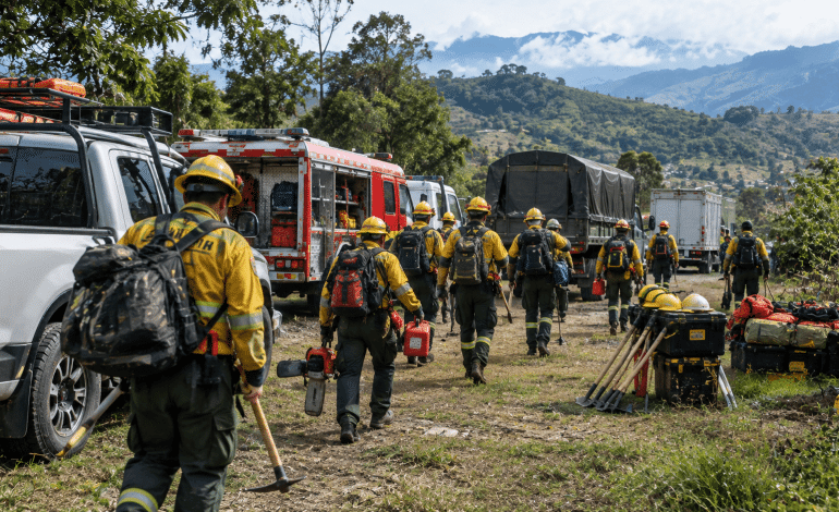 Bomberos Medellín Tolima apoyan emergencia por incendios forestales