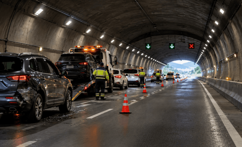 Túnel de Oriente: cuatro vehículos chocaron en la mañana