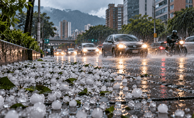 Medellín durante la tarde del 30 de octubre aguacero y granizo
