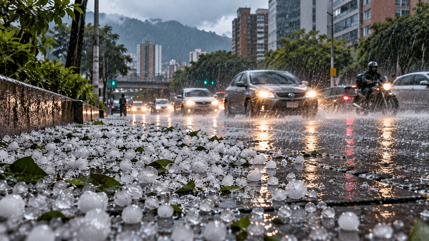 Aguacero con granizo sorprende a Medellín este viernes