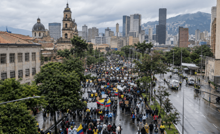 Protestas en Colombia durante la jornada de movilizaciones de octubre